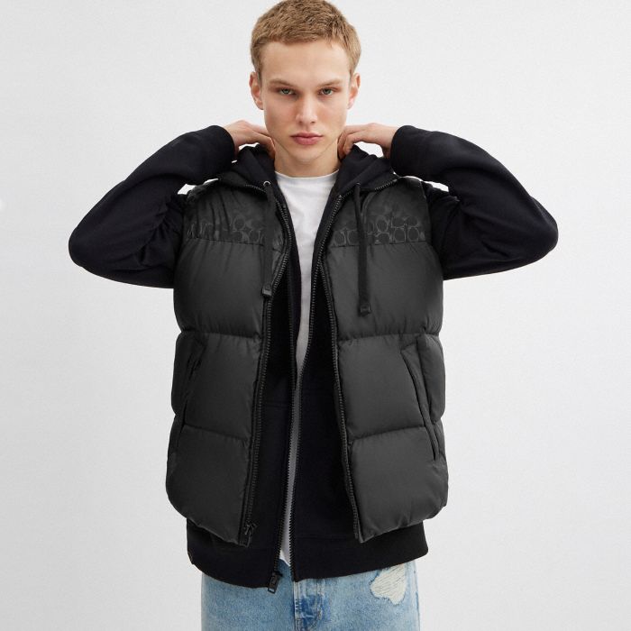 DOWN PUFFER VEST IN RECYCLED POLYESTER