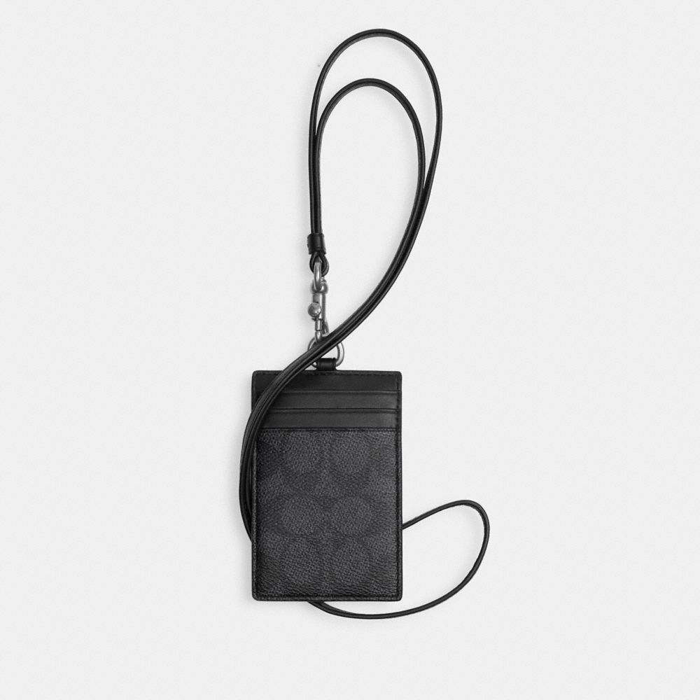 COACH CU476 Id Lanyard In Signature Canvas CHARCOAL