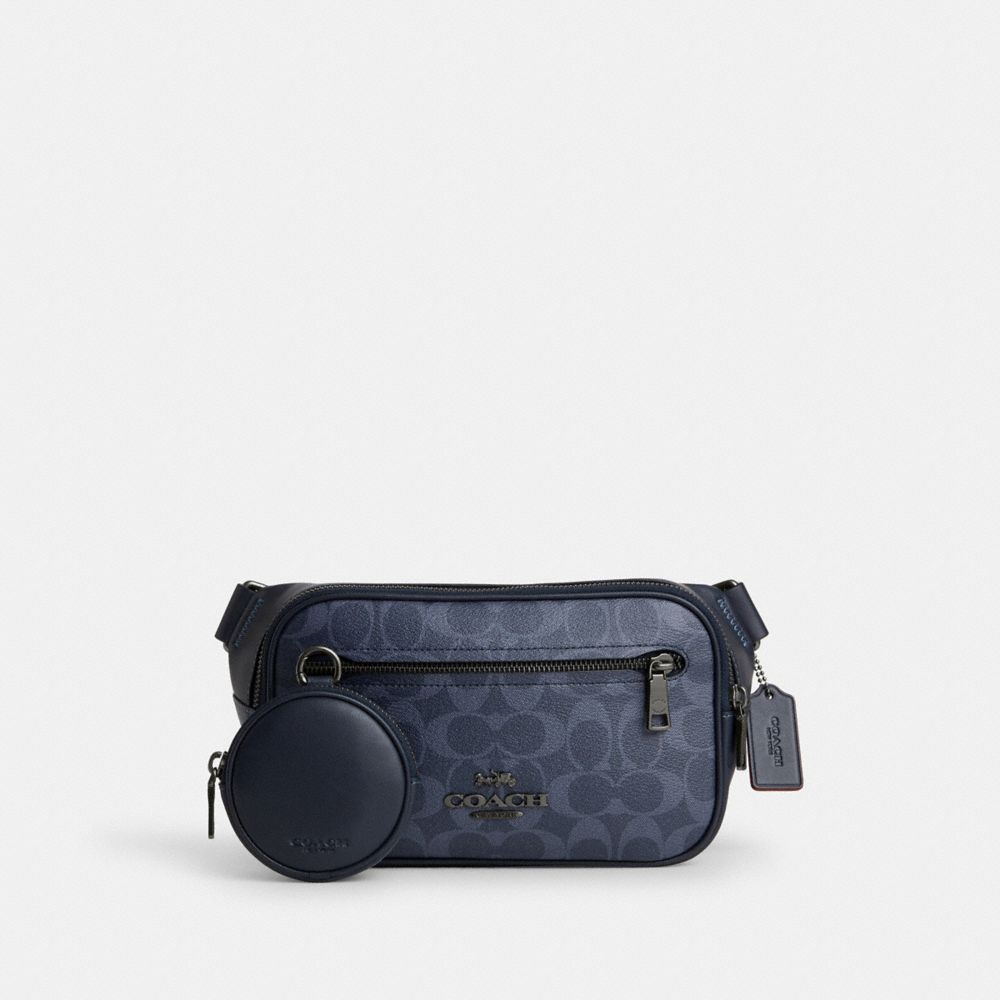 COACH CU551 Elias Belt Bag In Signature Denim GUNMETAL/DENIM/MIDNIGHT NAVY