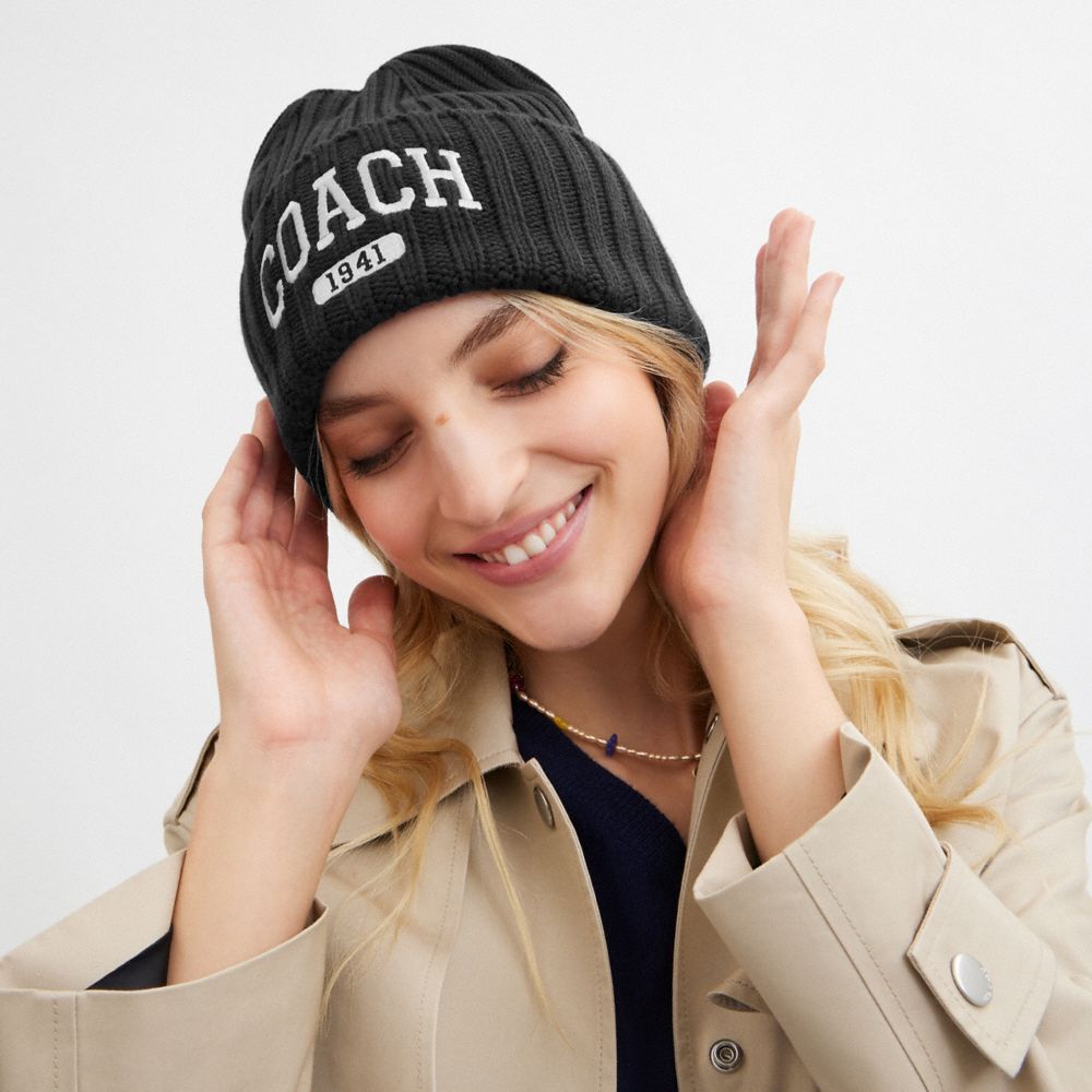 COACH◆CU806 ニット帽 帽子 ビーニー ウール100％ 男女兼用 黒 COACH（コーチ） 国内発送 帽子 レディース メンズ ニット帽 1941