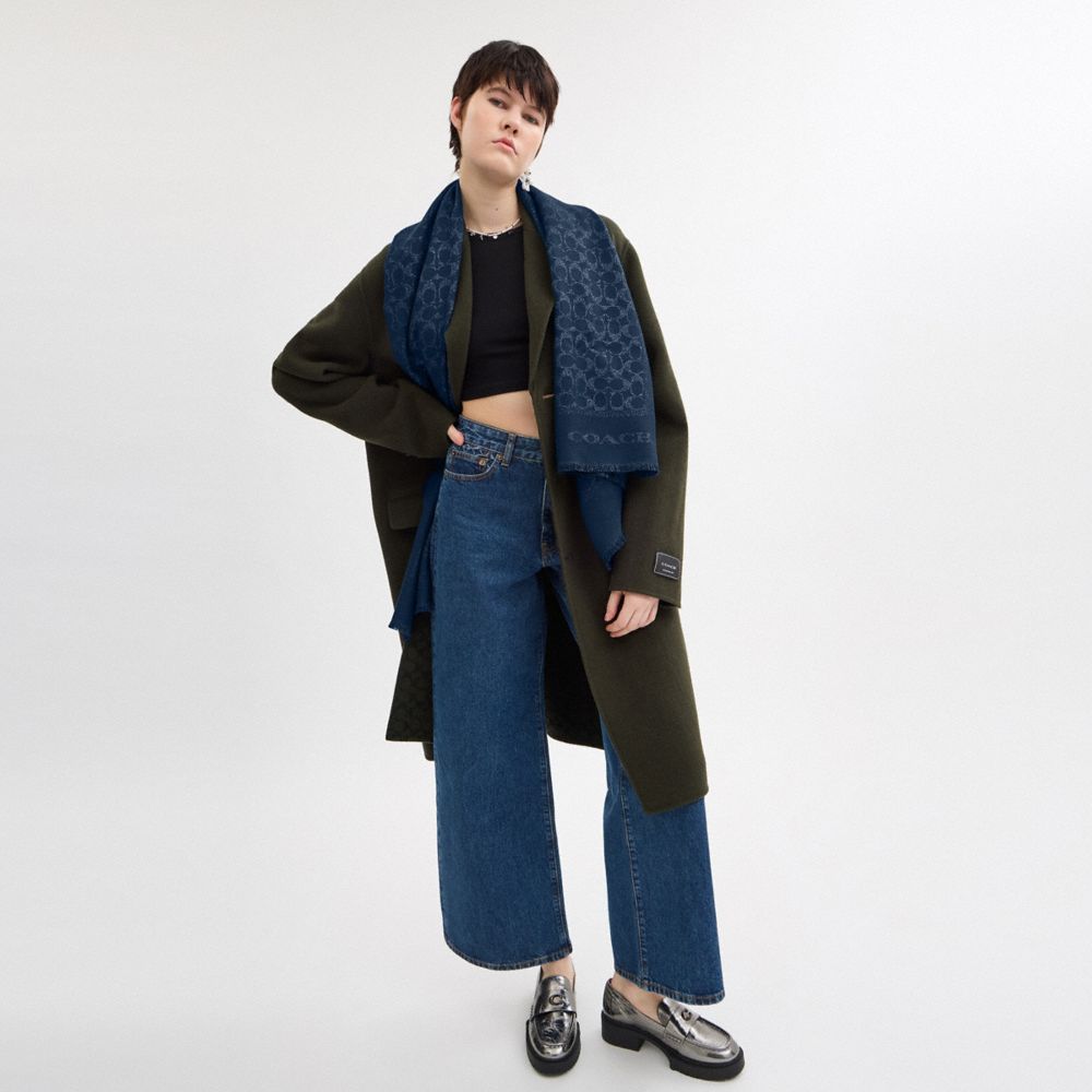 經典 SIGNATURE 金屬風長方形圍巾