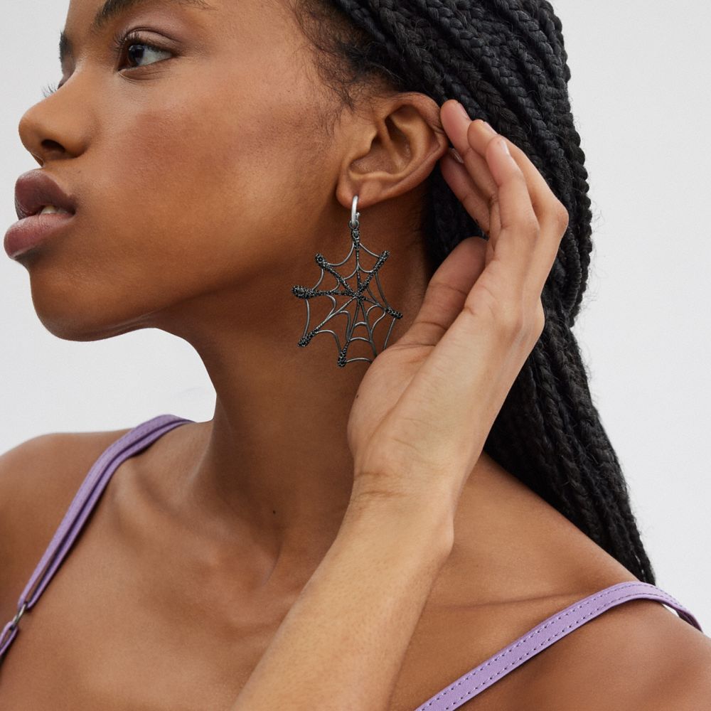 蒼蠅蜘蛛網不對稱耳環