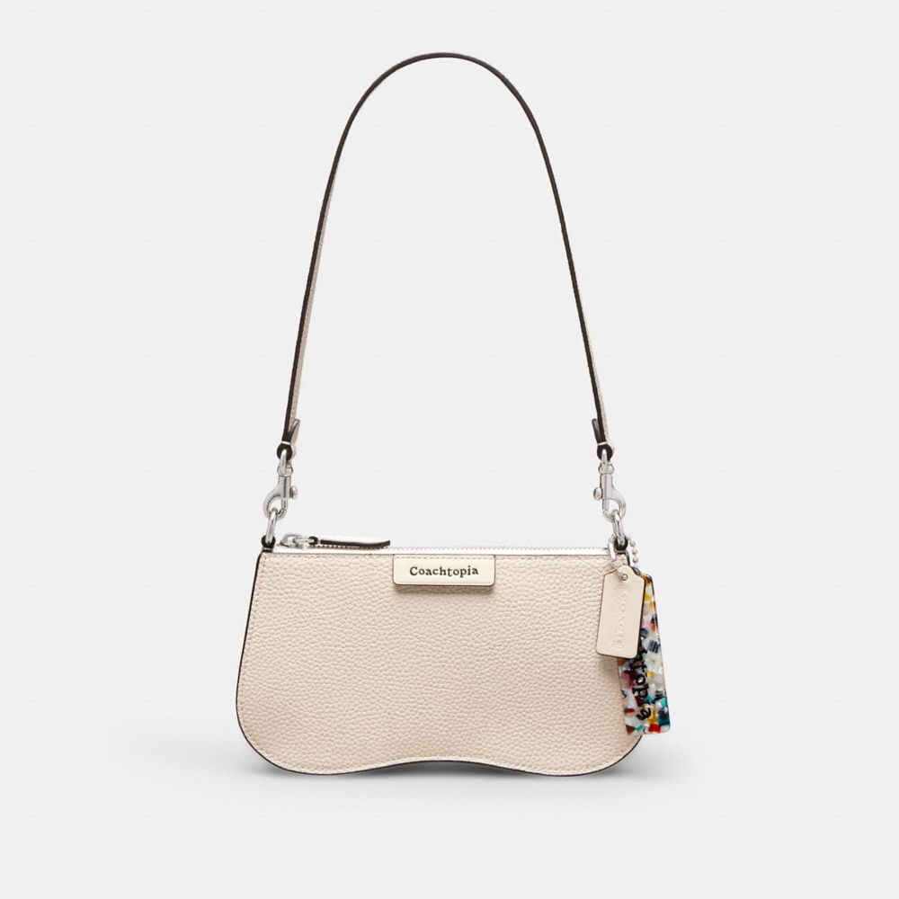 COACH CU870 Wavy Baguette Bag In Pebbled Coachtopia Leather CLOUD