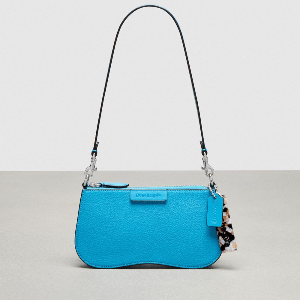 COACH CU870 Wavy Baguette Bag In Pebbled Coachtopia Leather SURF BLUE