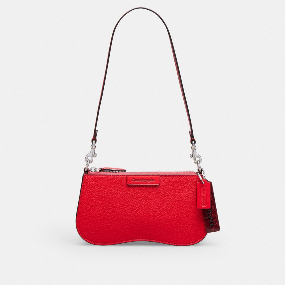 COACH CU870 Wavy Baguette Bag In Pebbled Coachtopia Leather ROSEBUD RED 2