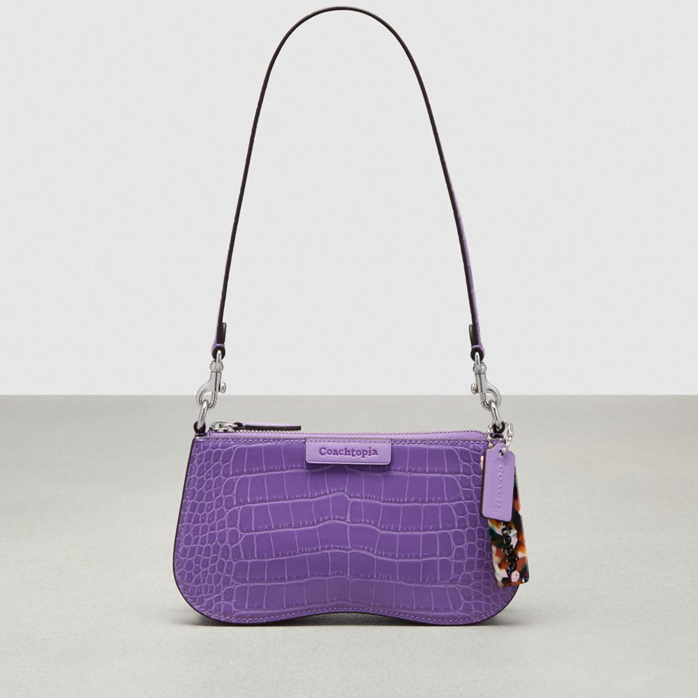 Small Wavy Shoulder Bag In Croc-Embossed Coachtopia Leather