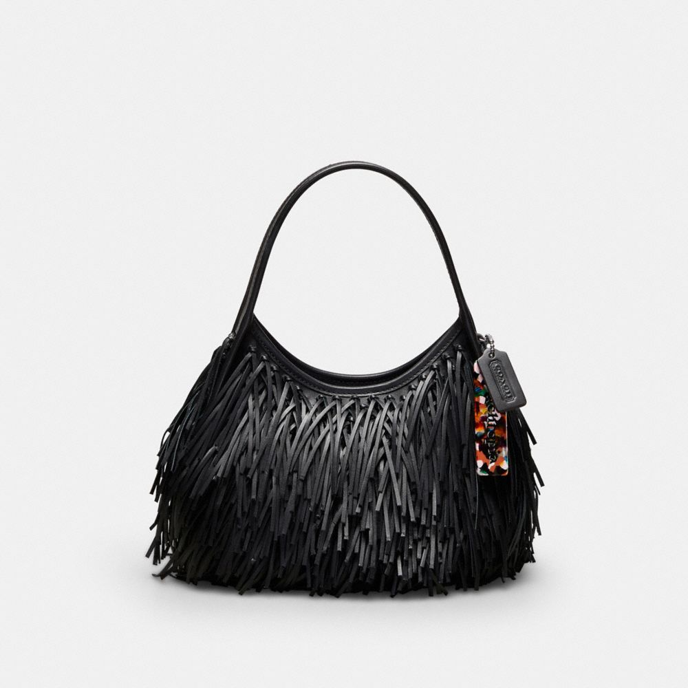 COACH CU967 Ergo Bag In Upcrafted Leather With Fringe BLACK