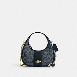 Carmen Mini Crossbody In Signature Jacquard - CU984 - Gold/Navy/Midnight Navy