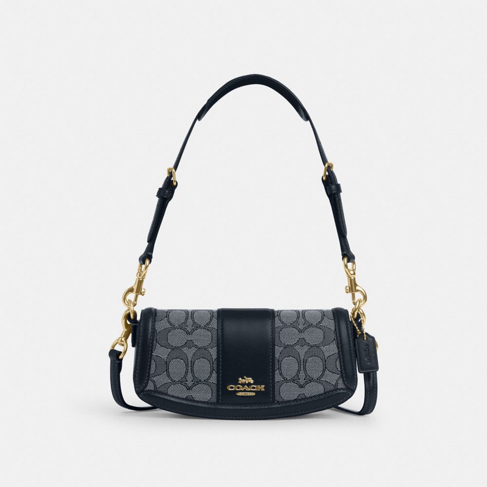 COACH CU985 Andrea Small Shoulder Bag In Signature Jacquard IM/NAVY/MIDNIGHT NAVY