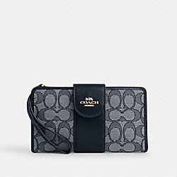 Phone Wallet In Signature Jacquard - CU990 - Im/Navy/Midnight Navy