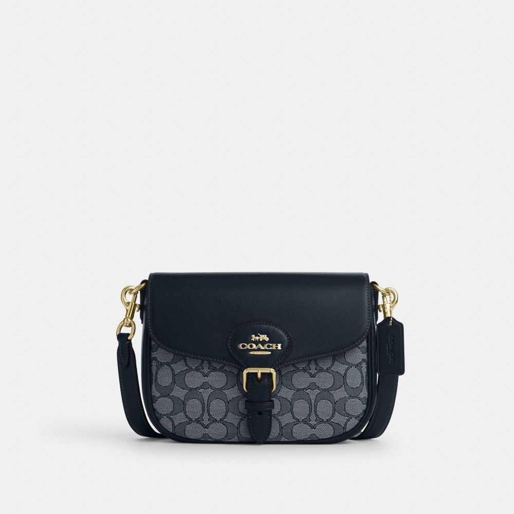 Amelia Saddle Bag In Signature Jacquard - CU998 - Im/Navy/Midnight Navy