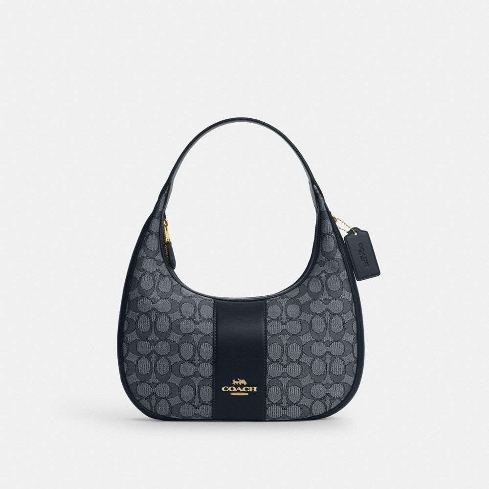 Carmen Shoulder Bag In Signature Jacquard - CV001 - Im/Navy/Midnight Navy