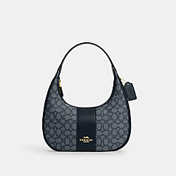 Carmen Shoulder Bag In Signature Jacquard - CV001 - Im/Navy/Midnight Navy