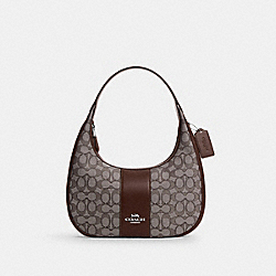 Carmen Shoulder Bag In Signature Jacquard - CV001 - Sv/Oak/Maple