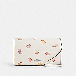 Anna Foldover Clutch Crossbody With Snail Print - CV277 - Silver/Chalk Multi