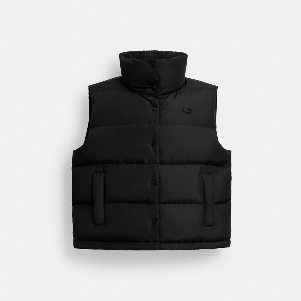 COACH CV308 Puffer Vest In Recycled Polyester BLACK