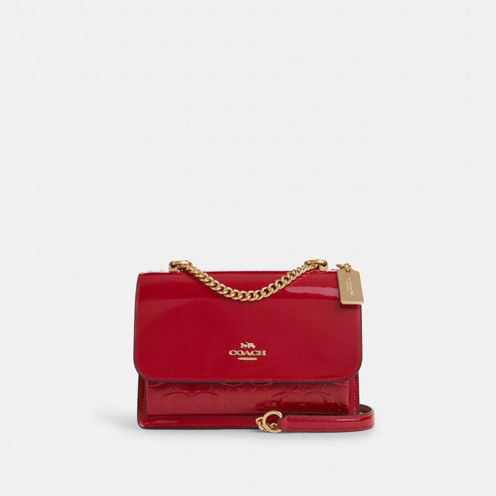 Klare Crossbody Bag In Signature Leather - CV397 - Gold/Red