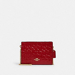 Slim Crossbody In Signature Leather - CV407 - Gold/Red