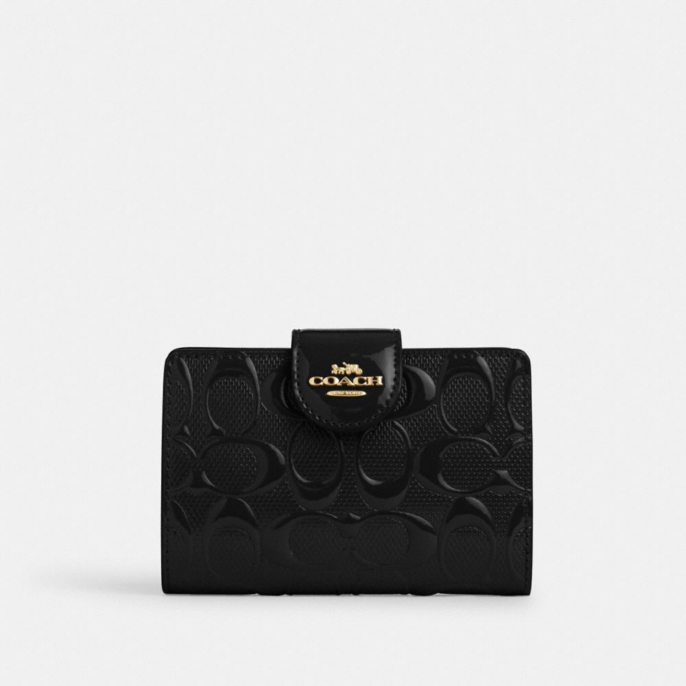 Medium Corner Zip Wallet In Signature Leather - CV414 - Gold/Black