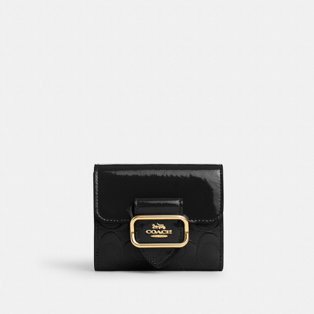 COACH CV416 Small Morgan Wallet In Signature Leather GOLD/BLACK
