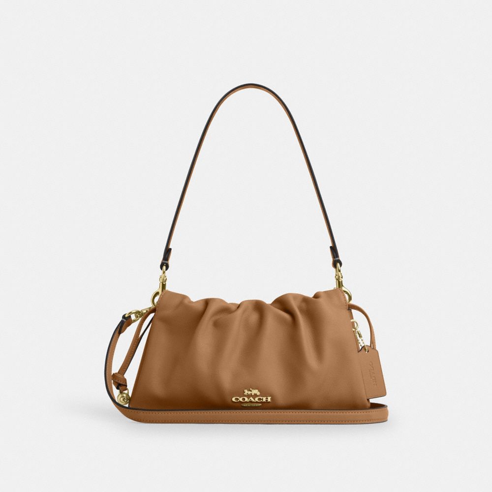 COACH CV529 Faye Shoulder Bag With Ruching IM/HONEY BROWN