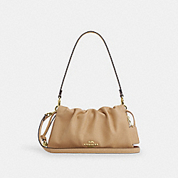 Faye Shoulder Bag With Ruching - CV529 - Gold/Tan
