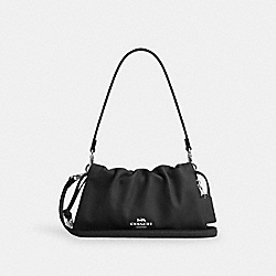 Faye Shoulder Bag With Ruching - CV529 - Silver/Black