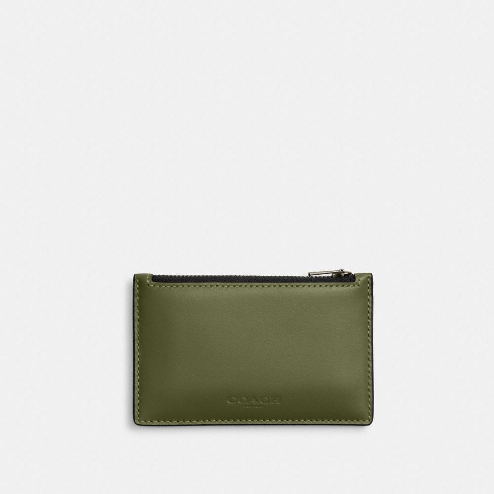 COACH CV533 Zip Card Case GUNMETAL/MILITARY GREEN