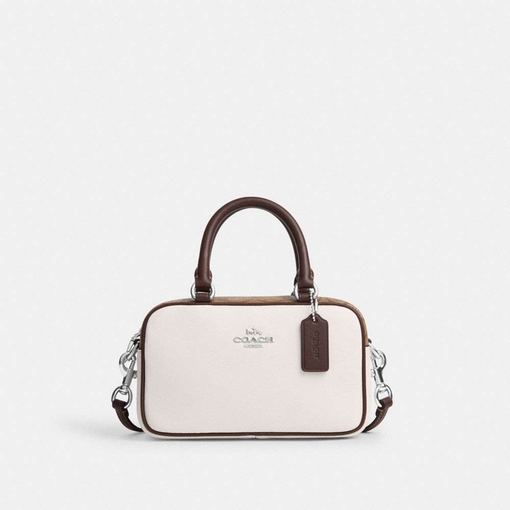 COACH CV704 Satchel Crossbody In Signature Colorblock SILVER/CHALK MULTI