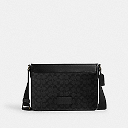 District Crossbody Bag In Signature Canvas - CV761 - Gunmetal/Charcoal/Black