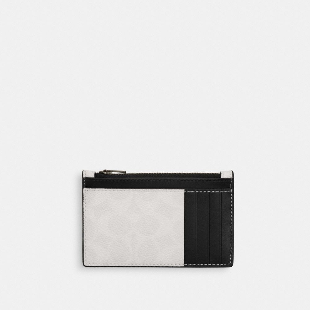 Zip Card Case In Signature Canvas - CV764 - Chalk & Black