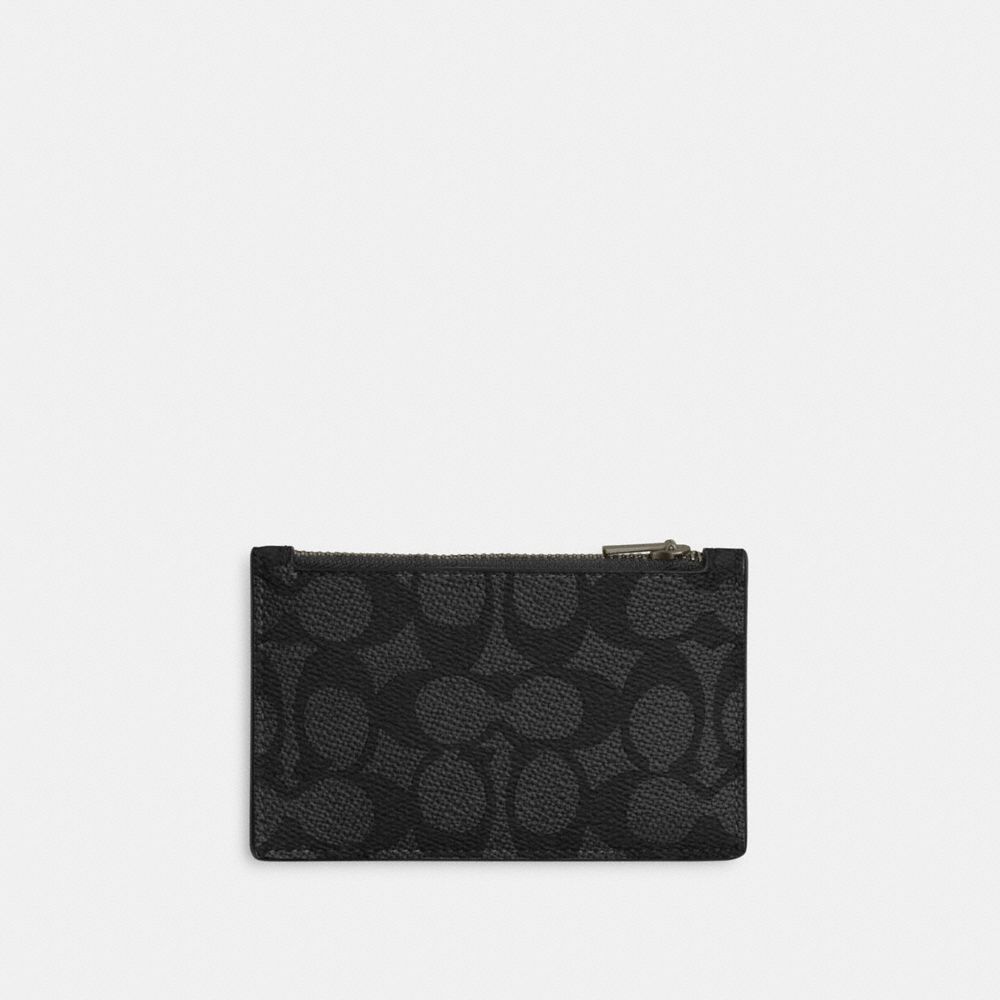 Zip Card Case In Signature - CV764 - Gunmetal/Charcoal/Black