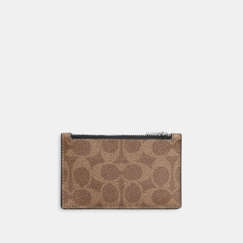 Zip Card Case In Signature - CV764 - Sv/Tan/Chalk