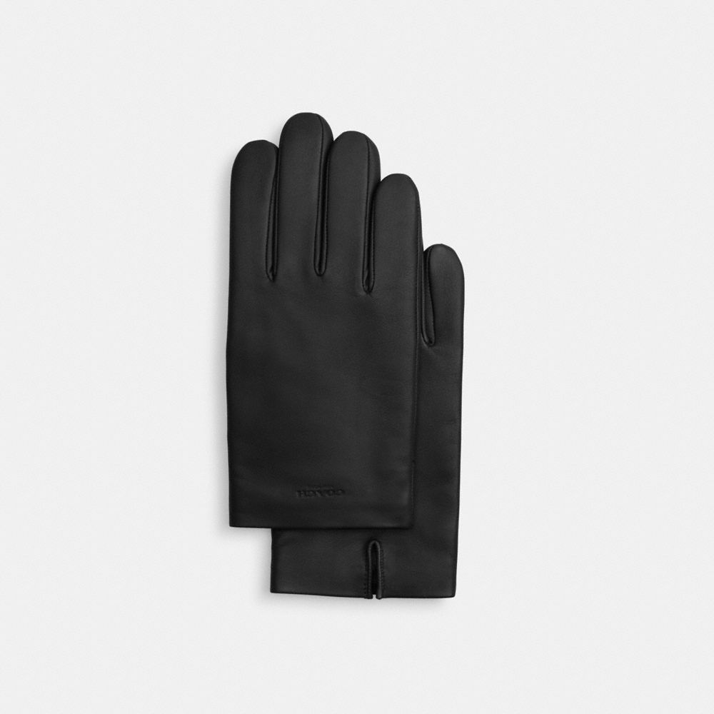 COACH CV863 Leather Tech Gloves BLACK