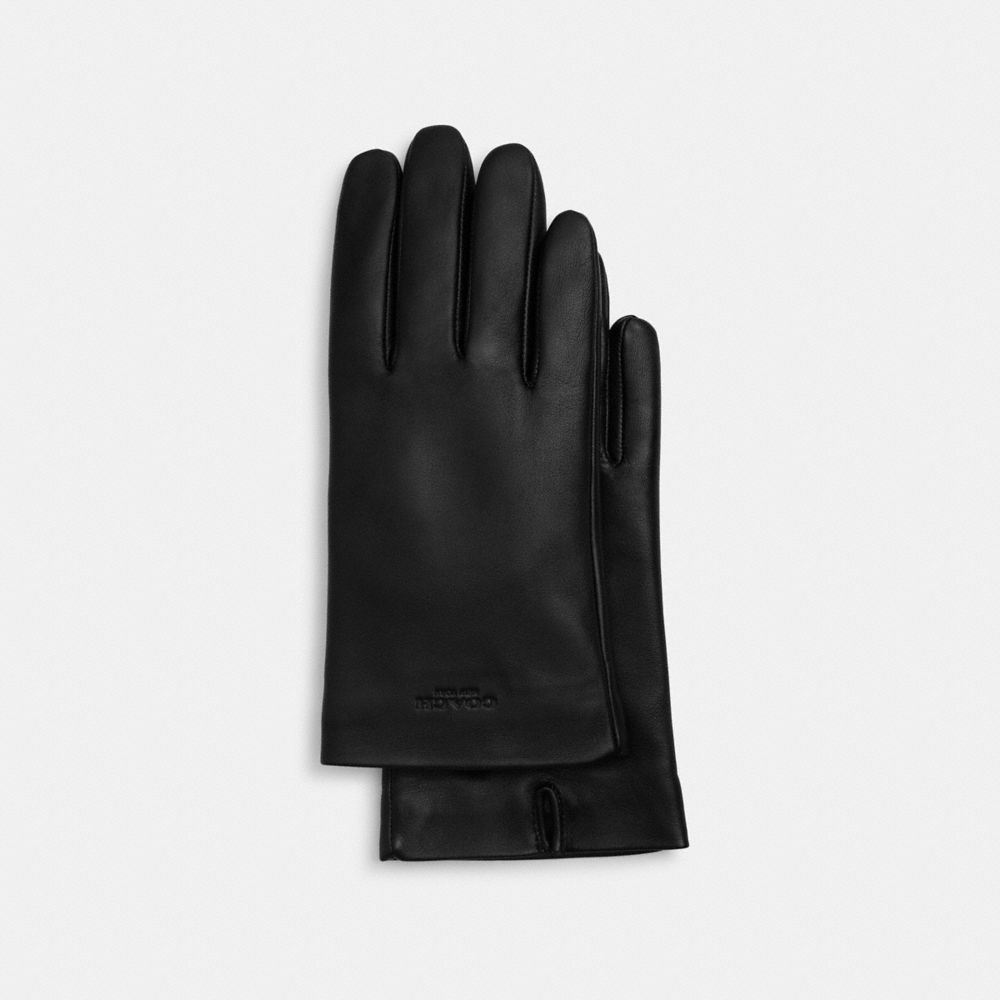 COACH CV864 Leather Tech Gloves Black