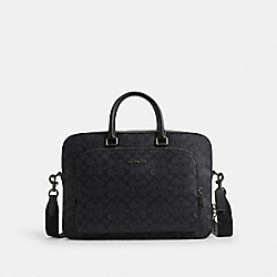 Ethan Brief In Signature Canvas - CV916 - Gunmetal/Charcoal/Black