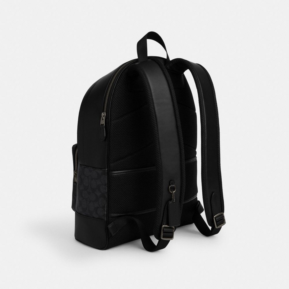 WEST BACKPACK IN SIGNATURE CANVAS WITH VARSITY STRIPE