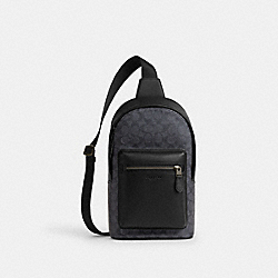 West Pack In Signature Canvas - CV924 - Gunmetal/Charcoal/Black