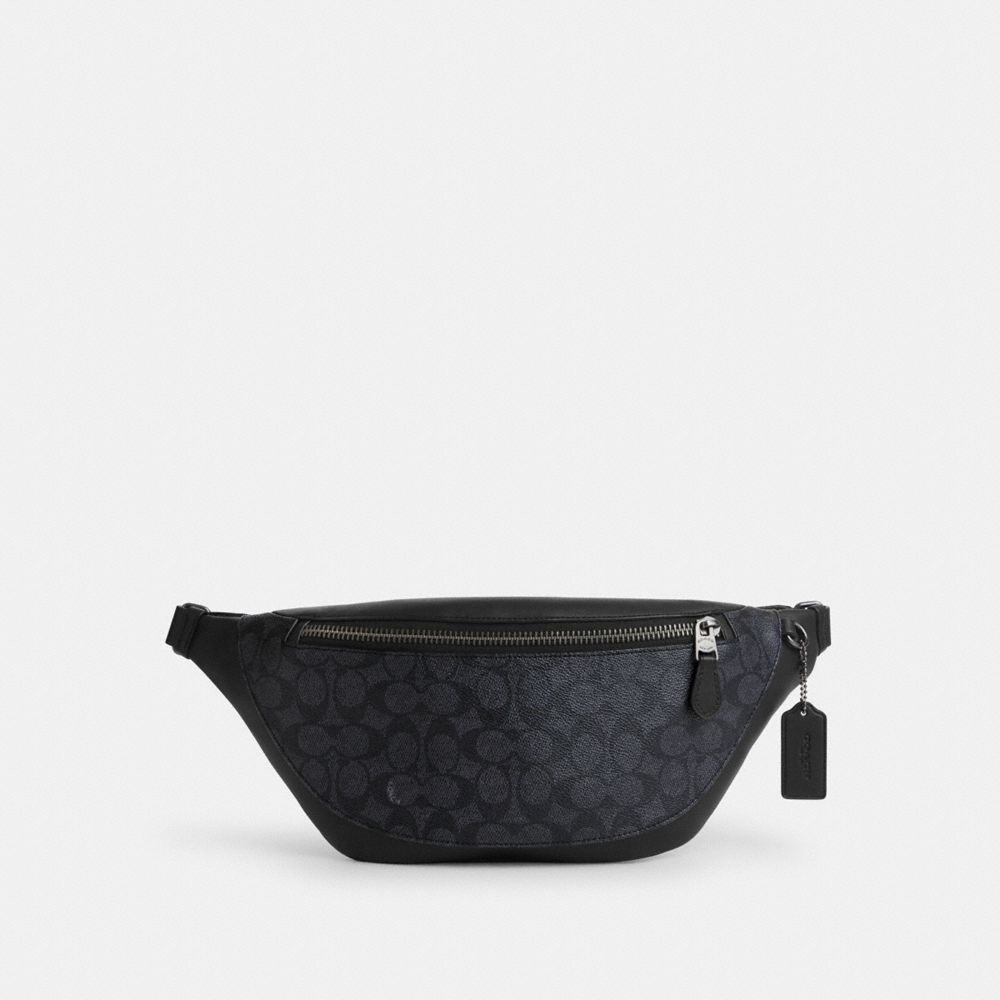 COACH CV926 Warren Belt Bag In Signature Canvas GUNMETAL/CHARCOAL/BLACK