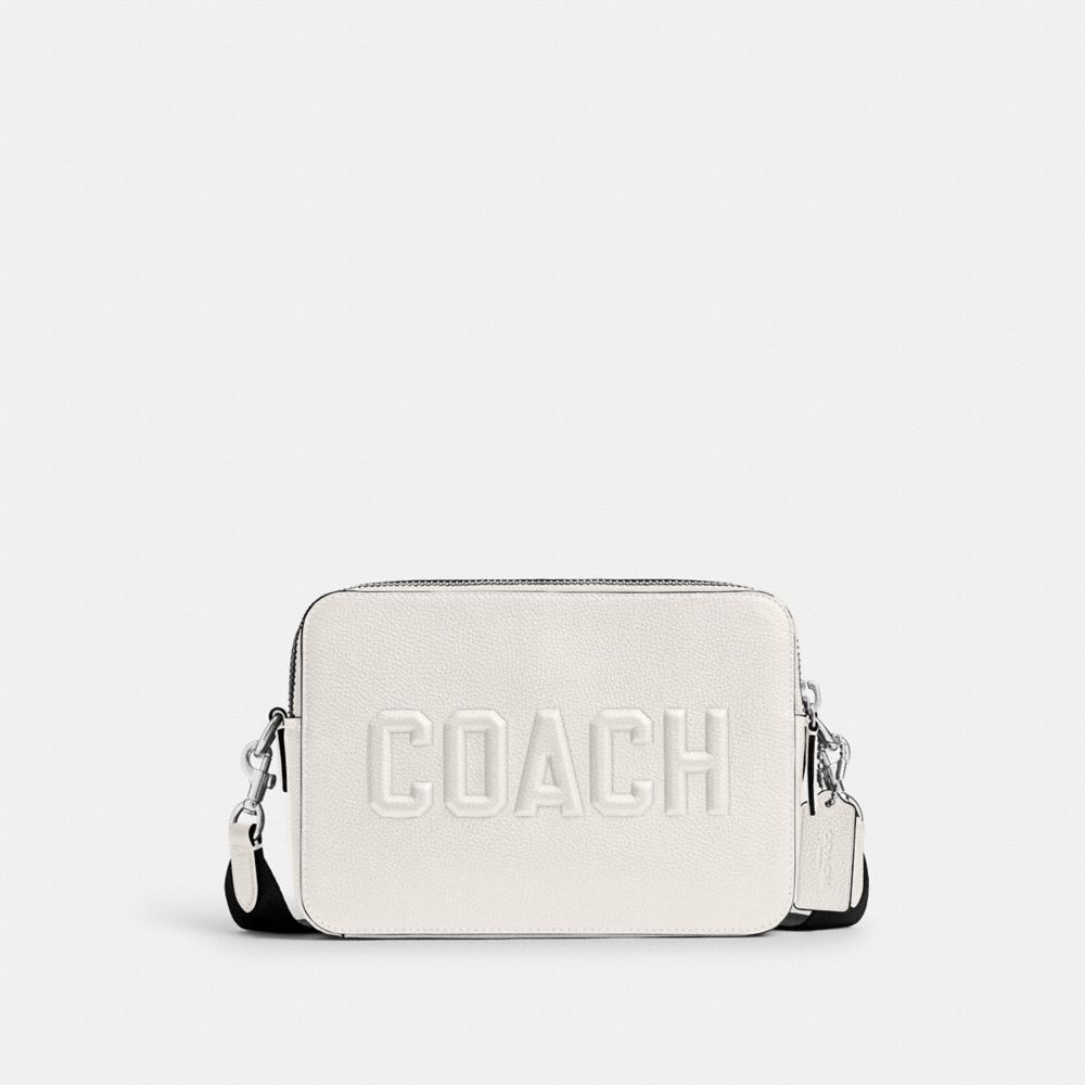 COACH&reg;,Charter Crossbody Bag 24 With Coach Graphic,Leather,Crossbody,Logo,Casual,White,Front View