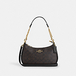 Teri Shoulder Bag In Signature Canvas - CV933 - Im/Walnut/Black