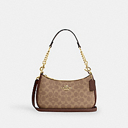 Teri Shoulder Bag In Signature Canvas - CV933 - Gold/Tan/Brown