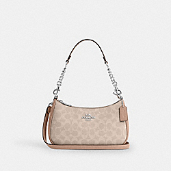 Teri Shoulder Bag In Signature Canvas - CV933 - Silver/Sand/Taupe