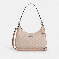 Teri Hobo Bag In Signature Canvas - CV940 - Silver/Sand/Taupe