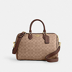 Rowan Large Satchel Bag In Signature Canvas - CV959 - Gold/Tan/Brown