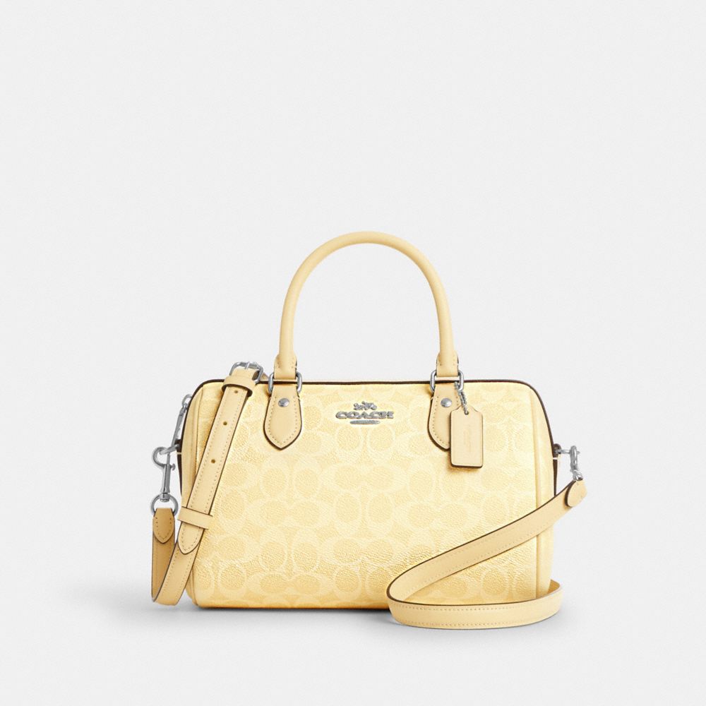 COACH CV961 Rowan Satchel Bag In Signature Canvas SILVER/HAY