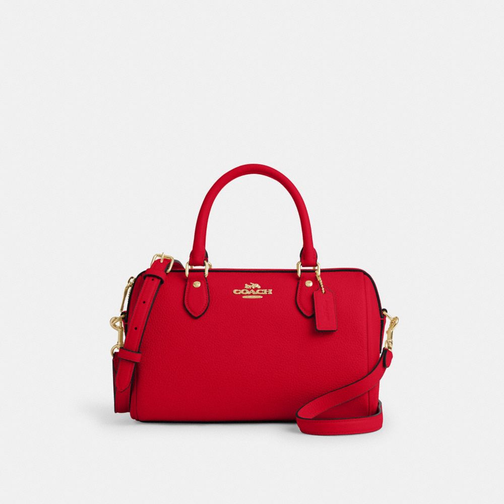 Rowan Satchel Bag - CV962 - Gold/Bold Red