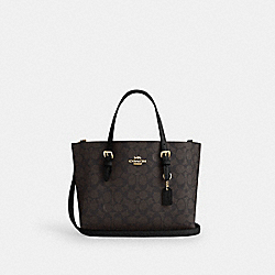 Mollie Tote Bag 25 In Signature Canvas - CV965 - Gold/Walnut/Black