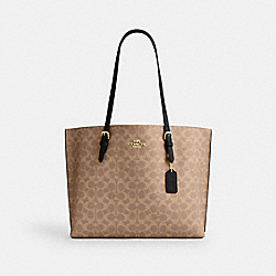 Mollie Tote Bag In Signature Canvas - CV967 - Gold/Tan/Black