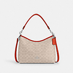Laurel Shoulder Bag In Signature Canvas - CV975 - Silver/Sand/Deep Orange